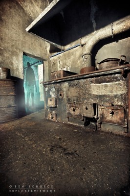 Man behind the Door Maginot Shadows in dark tunnels